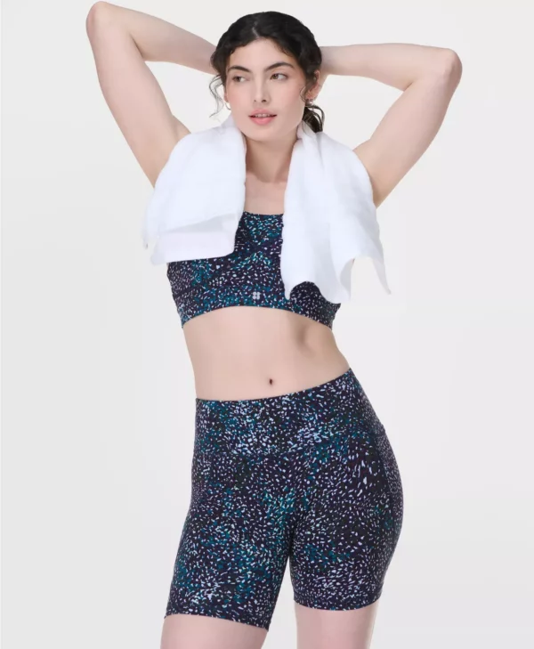 Power 6" Biker Shorts Blauwe Aurora Print - Sweaty Betty Shorts