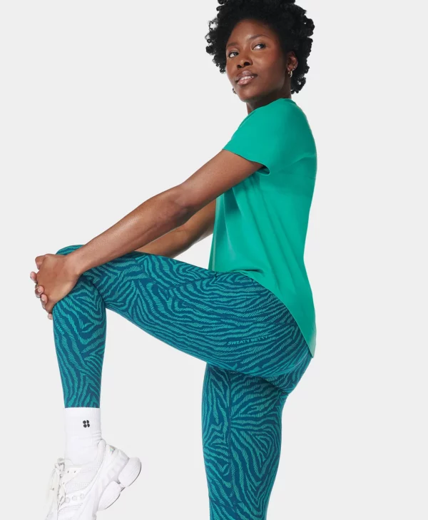 Power 7/8 Gym Leggings Groene Zebraprint - Sweaty Betty Leggings