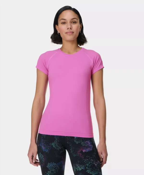 Athlete Seamless Workout T-Shirt Fuchsia Roze - Sweaty Betty Tops