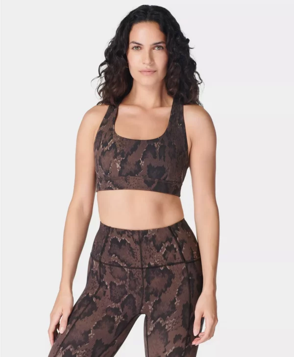 Super Soft Reversible Bra Bruine Slangenprint - Sweaty Betty Sport-bh