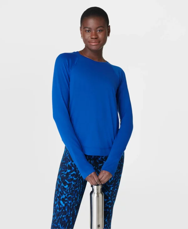 Breathe Easy Mesh Long Sleeve Top Helderblauw - Sweaty Betty Hardlooptop