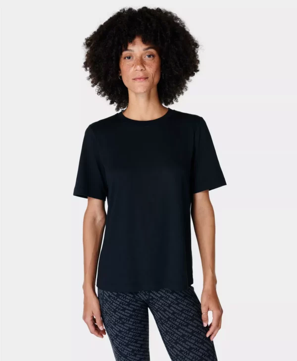 Essential Crew Neck T-Shirt Zwart - Sweaty Betty T-Shirts