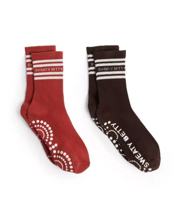 Mid Length Ankle Gripper Sokken 2-Pack Donkerbruin - Sweaty Betty Sokken