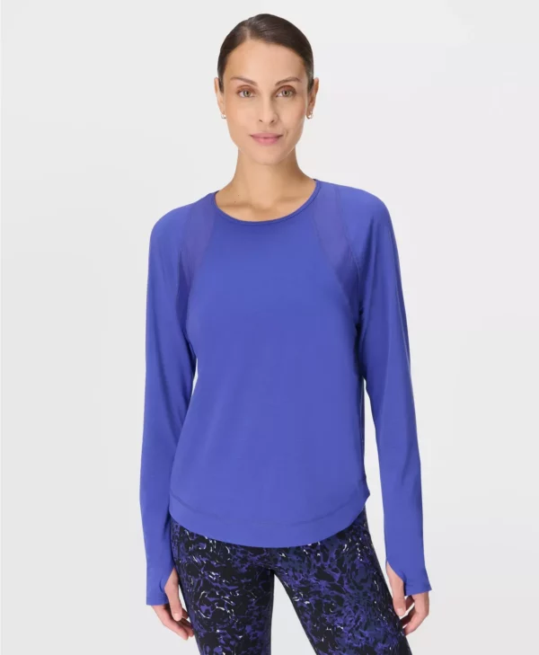 Breathe Easy Mesh Long Sleeve Top Donkerblauw - Sweaty Betty Hardlooptop