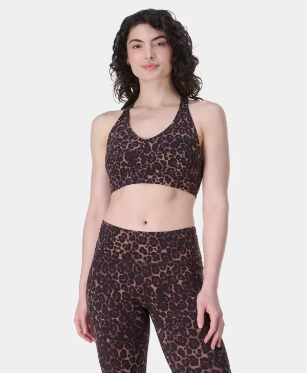 Power Pulse Bra Bruine Luipaardprint - Sweaty Betty Sport-bh