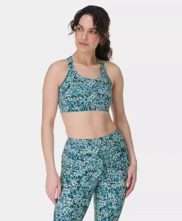 Power Medium Support Sports Bra Blauwe Bloemenprint - Sweaty Betty Sport-bh