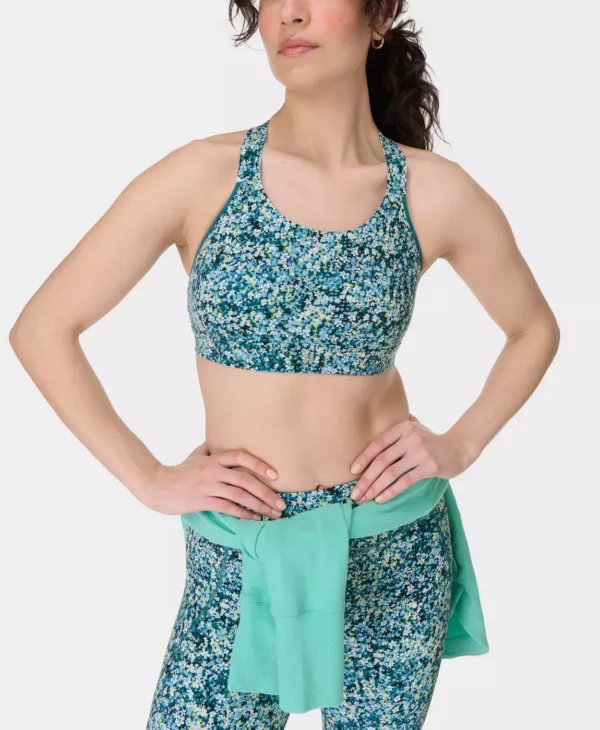 Power Medium Support Sports Bra Blauwe Bloemenprint - Sweaty Betty Sport-bh