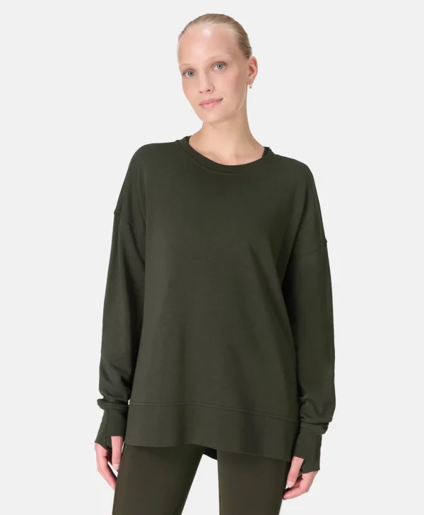 After Class Longline Sweatshirt Olijfgroen