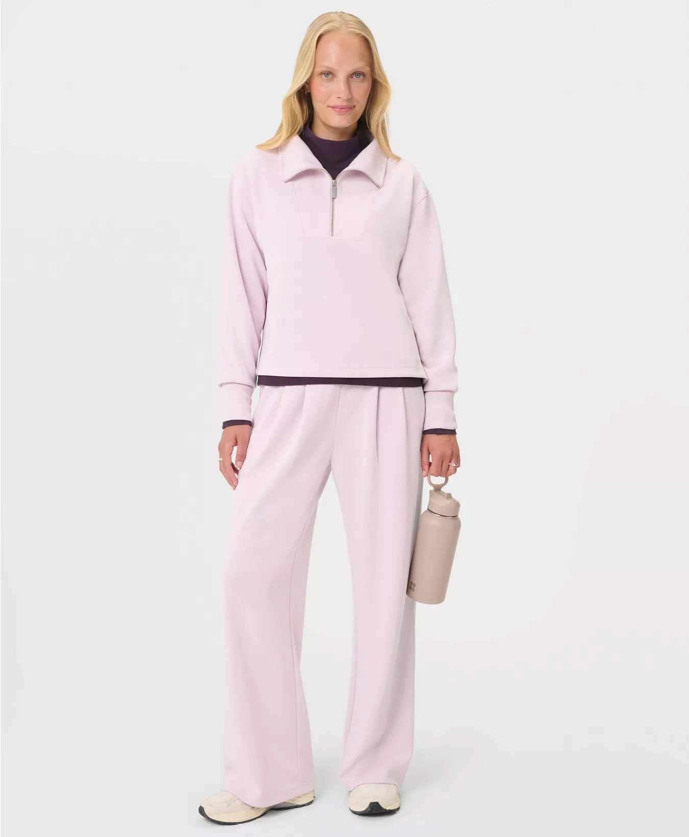 Sand Wash Half Zip Crop Sweatshirt Pastelroze