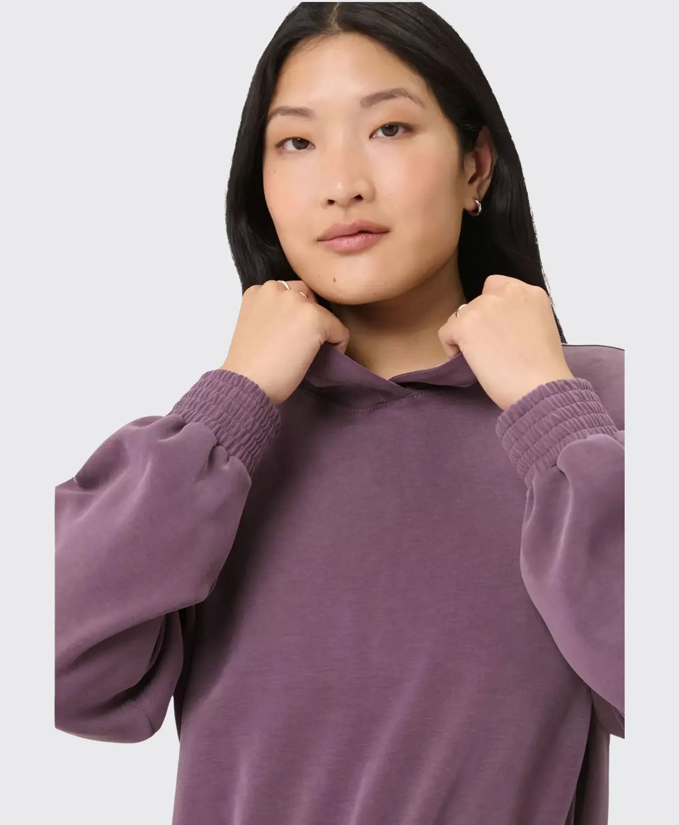 Sand Wash CloudWeight Crop Hoodie Donkerpaars