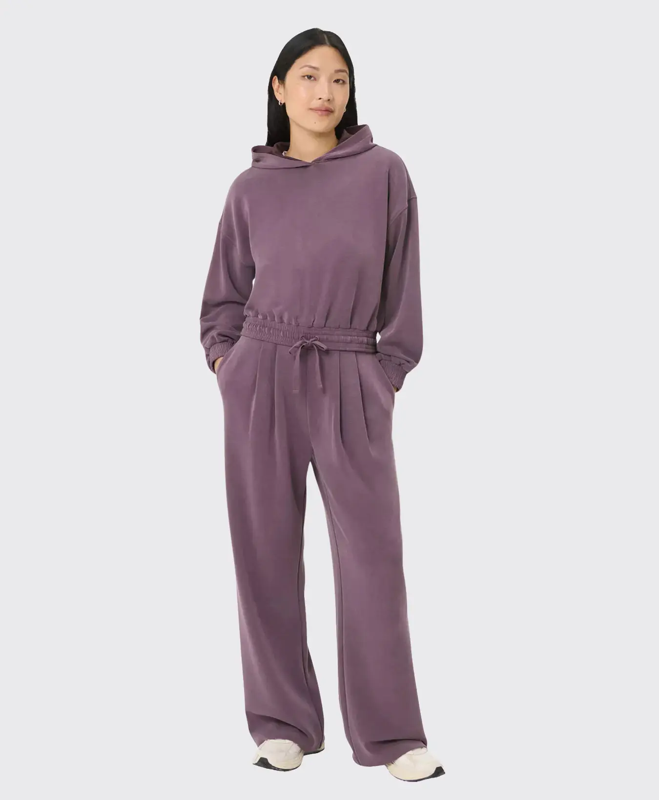 Sand Wash CloudWeight Crop Hoodie Donkerpaars