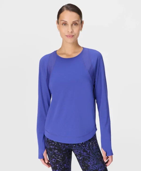Breathe Easy Mesh Long Sleeve Top Koningsblauw - Sweaty Betty Hardlooptop